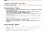 Sample Resume for Lecturer In Computer Science with Experience Puter Science Teacher Resume Samples