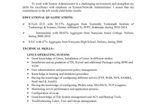 Sample Resume for Linux System Administrator Fresher System Administrator Fresher Resume format Finder Jobs