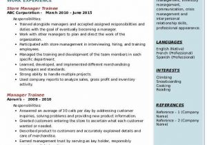 Sample Resume for Management Trainee Position Manager Trainee Resume Samples
