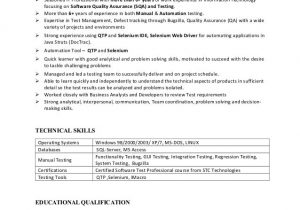 Sample Resume for Manual Testing with 1 Year Experience Resume for software Testing with E Year Experience