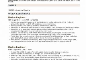 Sample Resume for Marine Engineering Apprenticeship Marine Engineer Resume Samples