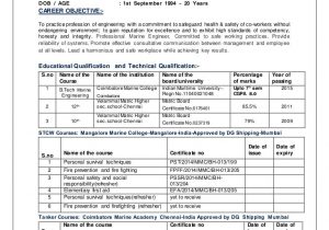 Sample Resume for Marine Engineering Cadet Srivatsan Cv Marine Engineering Revised