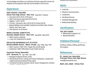 Sample Resume for Math Teaching Position Math Teacher Resume Sample Resumekraft