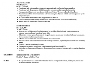 Sample Resume for Math Teaching Position Maths Teacher Cv Pdf February 2021