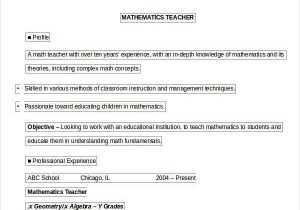Sample Resume for Maths Teachers Freshers Free Teacher Resume 40 Free Word Pdf Documents