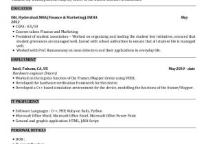 Sample Resume for Mba College Interview Resume format Resume for Mba Interview