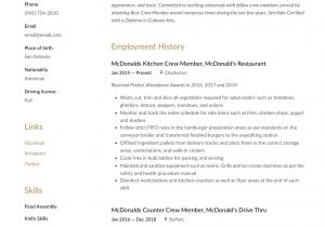 Sample Resume for Mcdonalds Crew Member Mcdonalds Crew Member Resume & Writing Guide