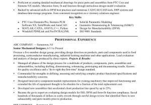 Sample Resume for Mechanical Design Engineer with Experience Sample Resume for An Experienced Mechanical Designer