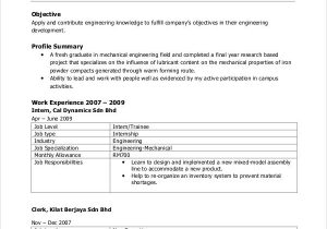 Sample Resume for Mechanical Engineer Fresh Graduate Pdf 10 Mechanical Engineering Resume Templates Pdf Doc