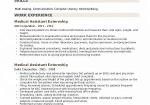 Sample Resume for Medical assistant Externship Medical assistant Externship Resume Samples