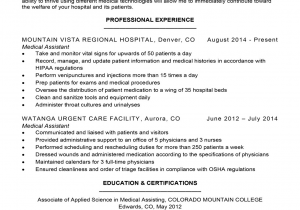 Sample Resume for Medical assistant with Experience Medical assistant Resume Sample