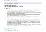 Sample Resume for Medical Claims Processor Medical Claims Processor Resume Samples