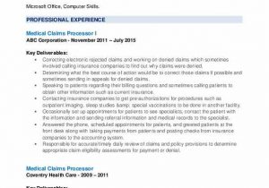Sample Resume for Medical Claims Processor Medical Claims Processor Resume Samples
