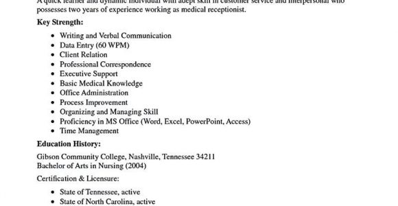 Sample Resume for Medical Receptionist with No Experience Receptionist Resume is Relevant with Customer Services Field …