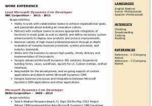 Sample Resume for Microsoft Dynamics Crm Microsoft Dynamics Crm Developer Resume Samples