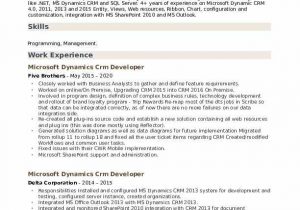 Sample Resume for Microsoft Dynamics Crm Microsoft Dynamics Crm Developer Resume Samples