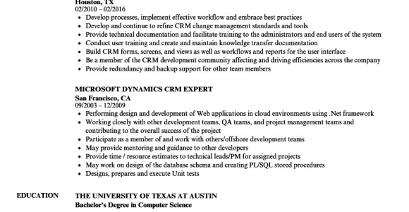 Sample Resume for Microsoft Dynamics Crm Microsoft Dynamics Crm Resume Samples