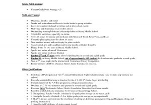 Sample Resume for Middle School Students Junior High School Student Resume