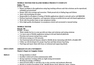 Sample Resume for Mobile Application Testing Mobile Testing Resume Sample December 2020