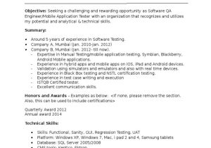 Sample Resume for Mobile Test Engineer Mobile Testing Resume Sample Document Pdf Mobile App …