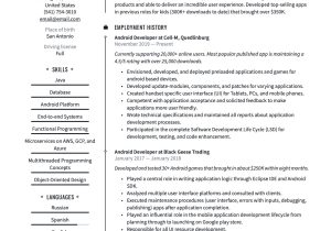 Sample Resume for Mobile Testing android 2 Years Experience android Developer Resume Guide & Examples  20 Pdf’s 2022