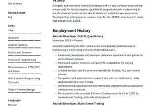 Sample Resume for Mobile Testing android 2 Years Experience android Developer Resume Guide & Examples  20 Pdf’s 2022