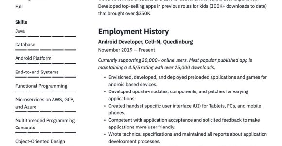 Sample Resume for Mobile Testing android 2 Years Experience android Developer Resume Guide & Examples  20 Pdf’s 2022