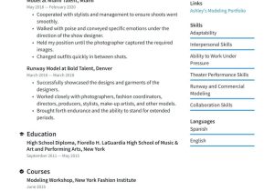 Sample Resume for Models with No Experience Modeling Resume Examples & Writing Tips 2022 (free Guide) Â· Resume.io