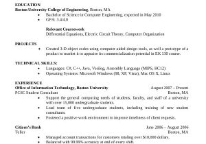Sample Resume for Ms In Us Computer Science Sample Resume for Cse Students