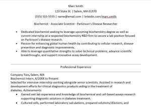 Sample Resume for Msc Chemistry Experience Biochemistry Resume Sample Monster.com