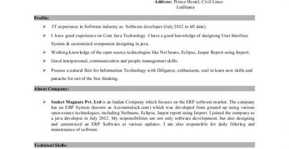 Sample Resume for Net Developer with 2 Year Experience Ui Developer Sample Resume 2 Years Experience Best