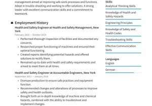 Sample Resume for New Occupational Health and Safety Health and Safety Engineer Resume Example & Writing Guide Â· Resume.io