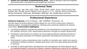 Sample Resume for New Program Development software Engineer Resume Monster.com