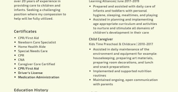 Sample Resume for Newborn Care Specialists Child Caregiver Resume Samples & Templates [pdflancarrezekiqdoc] 2022 Child …