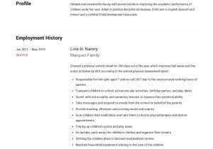 Sample Resume for Newborn Care Specialists Nanny Resume & Writing Guide  12 Template Samples Pdf