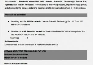 Sample Resume for Non Voice Process associate Resume format for Bpo Non Voice