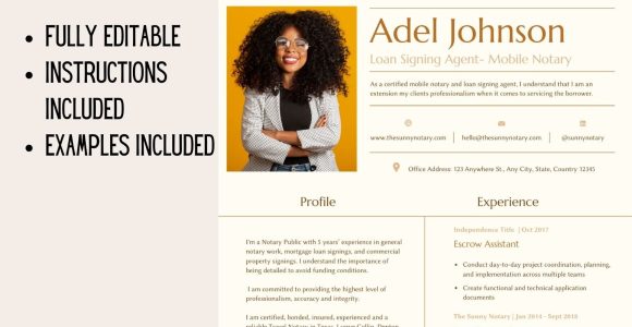 Sample Resume for Notary Signing Agent Editable Loan Signing Agent Resume