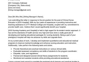 Sample Resume for Nurse Educator Position Clinical Nurse Educator Cover Letter Examples – Qwikresume