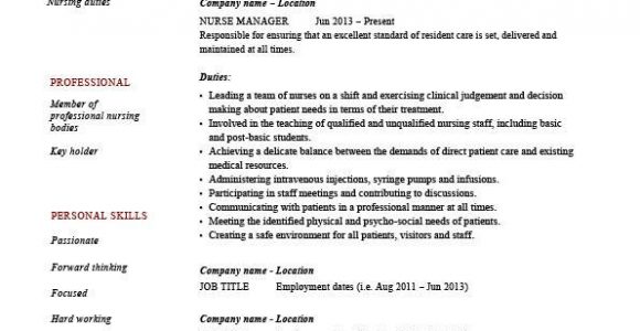 Sample Resume for Nurse Manager Position Nurse Manager Resume Cv Job Description Example Sample