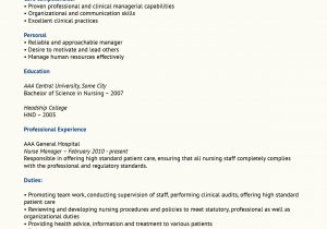 Sample Resume for Nurse Manager Position Unrivalled Nurse Manager Resume Example