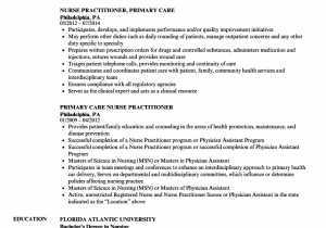 Sample Resume for Nurse Practitioner School Curriculum Vitae Nurse Practitioner Example