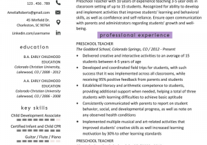 Sample Resume for Nursery School Teacher Preschool Teacher Resume Samples & Writing Guide