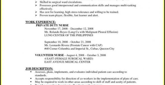 Sample Resume for Nurses with Experience In the Philippines Resume Sample for Nurses without Experience Philippines