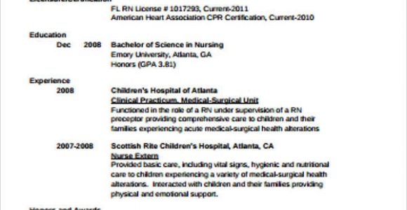 Sample Resume for Nursing Grad School Free 4 Sample Graduate Nurse Resume Templates In Ms Word