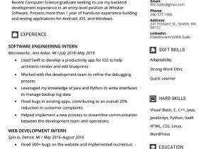 Sample Resume for Ojt Computer Science Students Professional Puter Science Resume Example