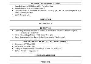 Sample Resume for Ojt Industrial Psychology Students Ojtsume