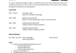 Sample Resume for Ojt It Students Sample Resume for Ojt