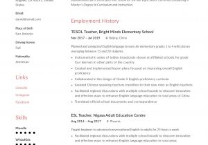 Sample Resume for Online English Teacher Esl Teacher Resume Sample & Writing Guide