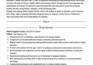 Sample Resume for Online English Teacher Line English Teacher Resume Example Vipkid Euless Texas