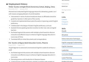 Sample Resume for Online English Tutor without Experience Skills for Resume English Teacher